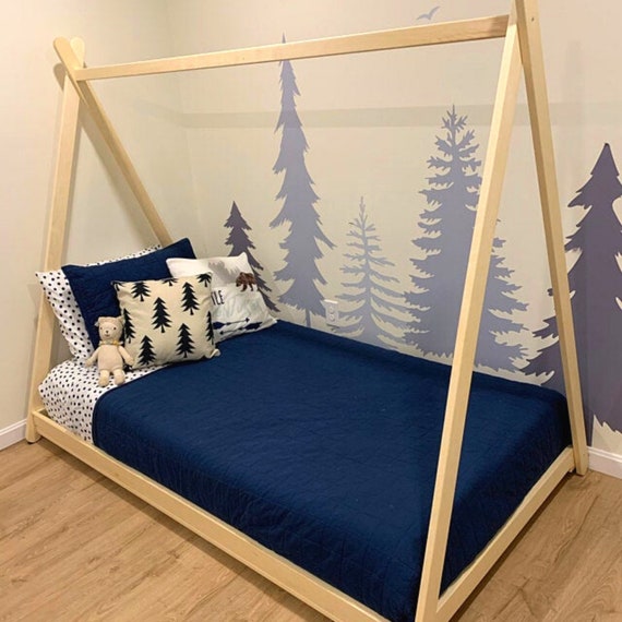 Toddler House Bed, Montessori Floor Bed, Teepee Bed, Kid Bed, Wood Bed,  Children Home, Waldorf Toy, Children Bed, Kids Bedroom, Floor Bed 