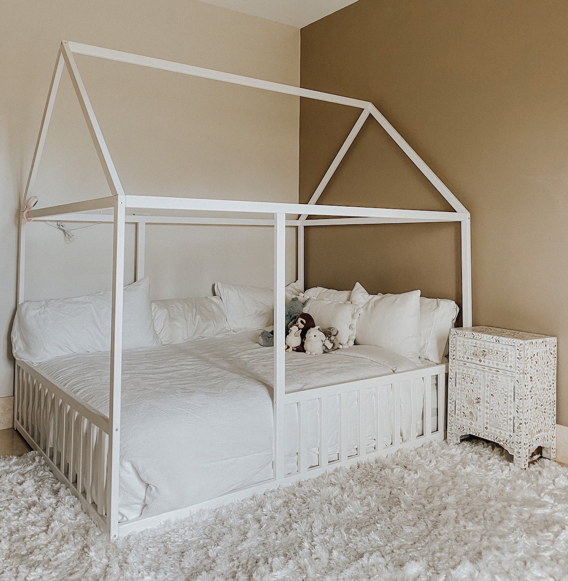 Painted Toddler House Bed With Slats Montessori Floor Bed Etsy