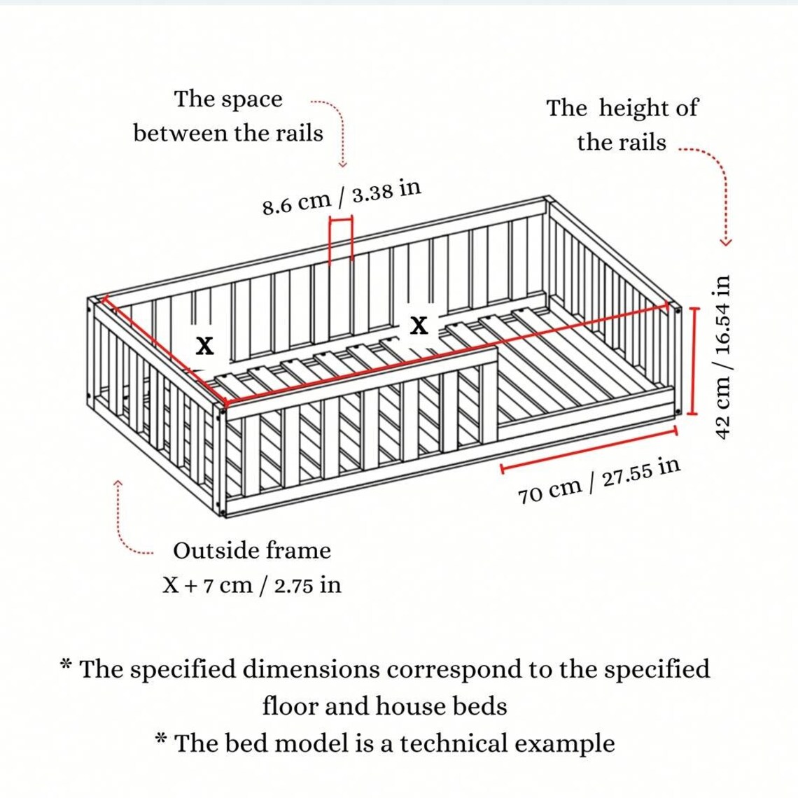 Painted Toddler Bed With Slats Kids Bed Wood Bed Etsy