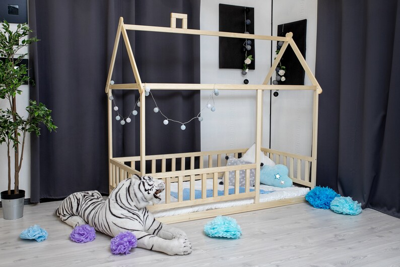 Toddler House Bed With Slats Montessori Floor Bed Kid's Etsy