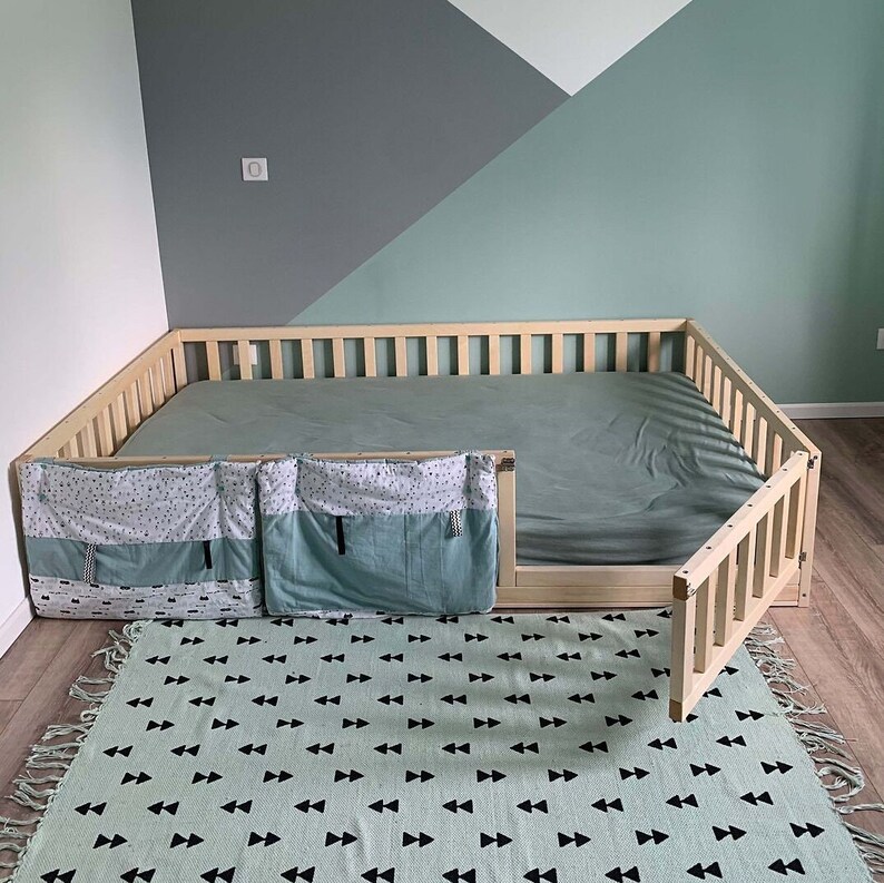 Toddler floor bed with slats, Montessori bed, floor bed, https://home4dreams.com 