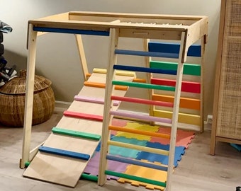 Small Gymnastics gym for toddlers, Step Triangle, Climbing triangle for toddlers, Triangle with ramp, Toddler gym, https://home4dreams.com