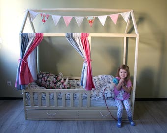 Toddler house bed with drawer or trundle! Montessori style bed!