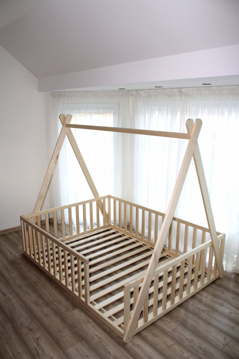 Teepee Toddler House Bed Montessori Floor Bed Kid Bed Wood Etsy Ireland