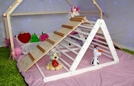 Painted Pikler triangle, Step Triangle, Climbing ladder for toddler, Climbing triangle for toddlers , Triangle with ramp