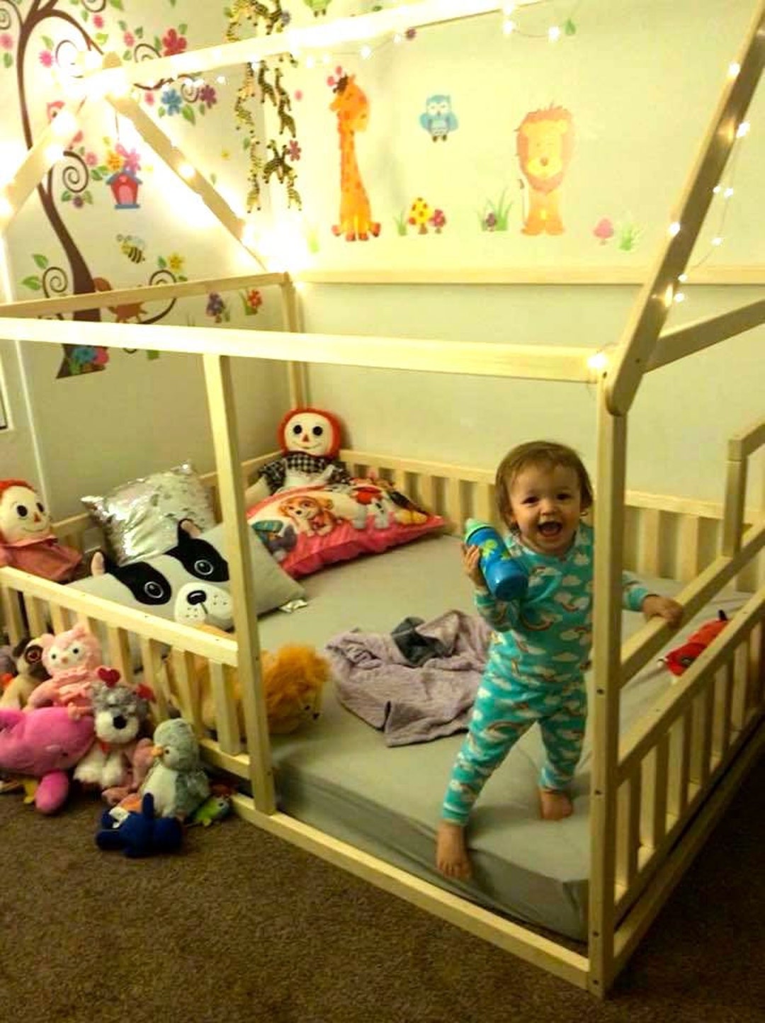Toddler House Bed With Slats, Kids Bed, Wood Bed, Montessori Bed, Kids Bedroom, Floor Bed, Www