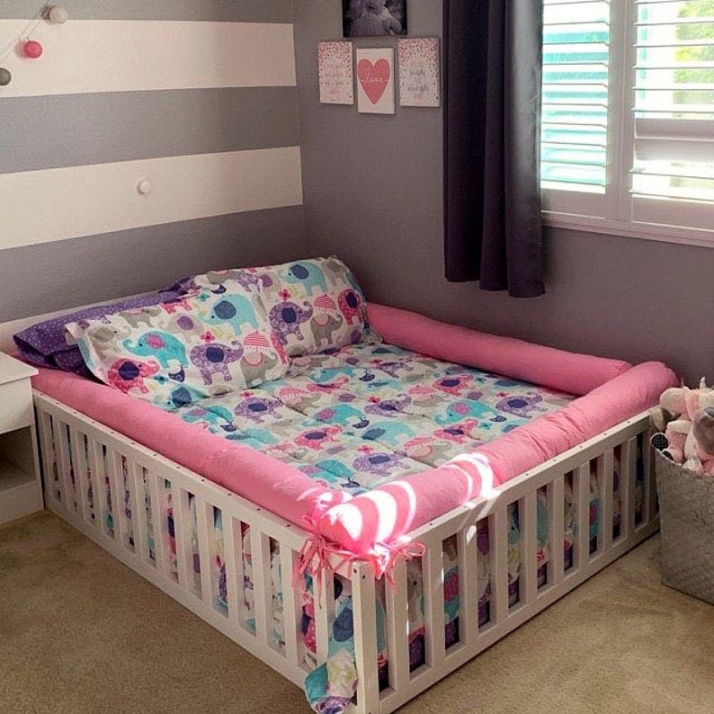 Nursery crib kids bedroom Montessori bed wood bed childrens beds waldorf toy floor bed kids beds Painted toddler bed