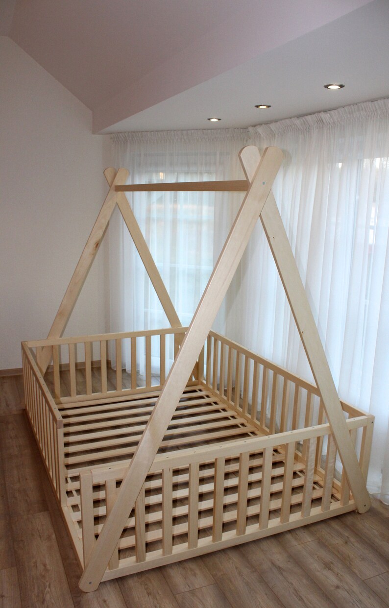 Teepee Toddler House Bed Montessori Floor Bed Kid Bed Wood Etsy Australia