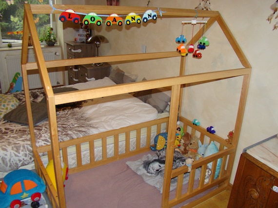 Toddler house bed, Montessori floor bed, teepee bed, kid bed, wood bed, children home, waldorf toy, children bed, kids bedroom, floor bed