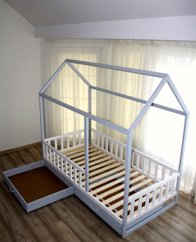 Painted With Eco Paint Toddler Bed Children Bed Montessori Etsy