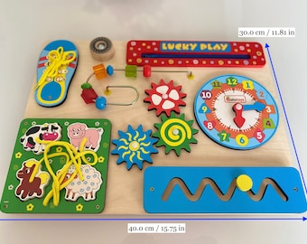 Busy board , Activity Board, Educational Wooden Montessori Toy,  Ready to ship!