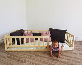 NEU! Lattenbett Kinderbett , Montessori Bett, Bodenbett, 4 Schienen www.home4dreams.com