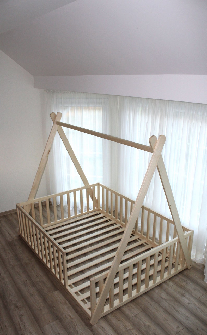Teepee Toddler House Bed Montessori Floor Bed Kid Bed Wood Etsy Ireland