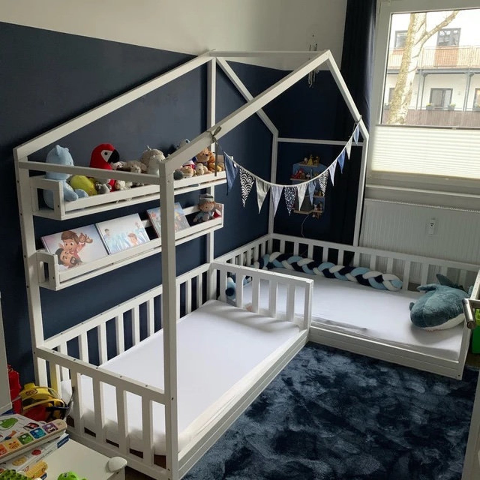 Toddler House Beds With Slats Floor Bedmontessori Style Bed Etsy
