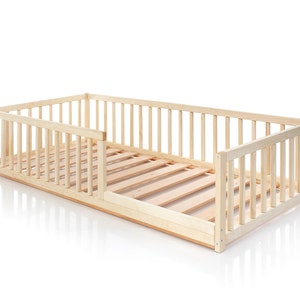 NEW! Toddler bed with round rails and slats, Montessori bed, Floor Bed, www.home4dreams.com