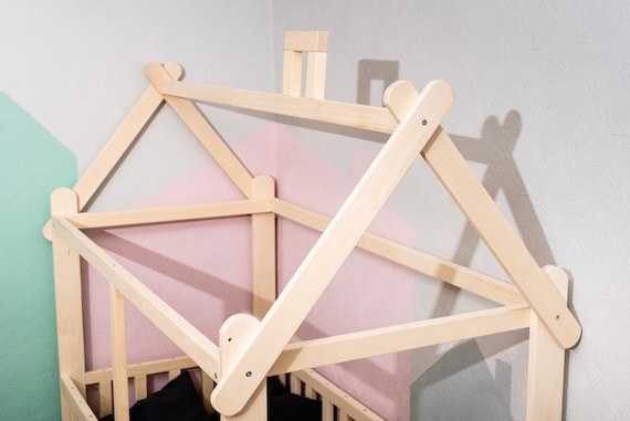 Toddler house bed with slats, Montessori floor bed, kid's bed, wood bed, kid's bedroom