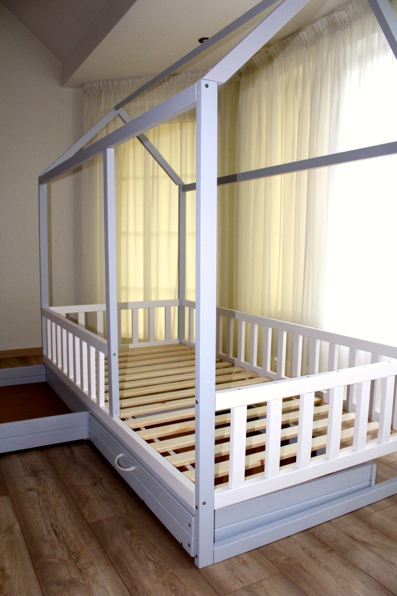 Painted With Eco Paint Toddler Bed Children Bed Montessori Etsy