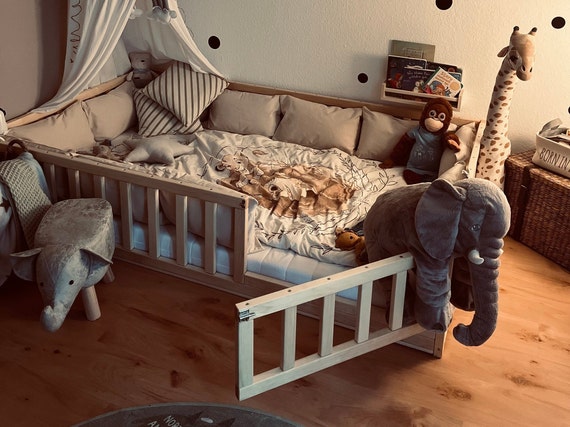 NUEVO Cama de suelo para niños pequeños con listones, cama Montessori, cama  de suelo,  -  México