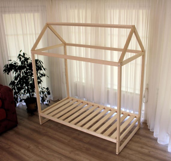Toddler house bed, Montessori floor bed, teepee bed, kid bed, wood bed, children home, waldorf toy, children bed, kids bedroom, floor bed