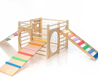 H 30 in / 76 cm Square gym for toddlers, Climbing frame, Climbing triangle for toddlers, Climbing toys, Toddler gym,  www.home4dreams.com