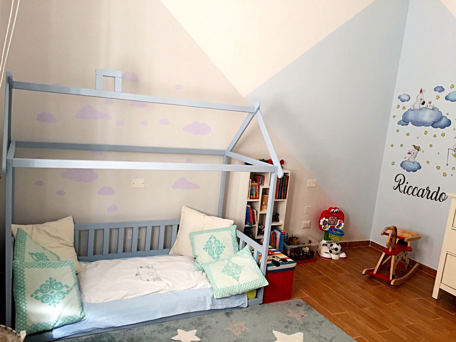 Painted Toddler House Bed With Slats Montessori Floor Bed Etsy