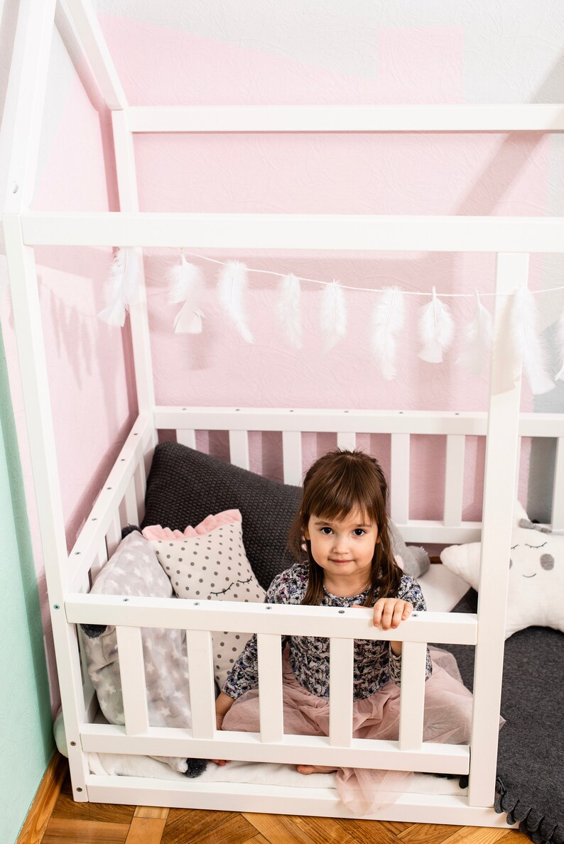 Painted Toddler House Bed With Slats Montessori Floor Bed Etsy