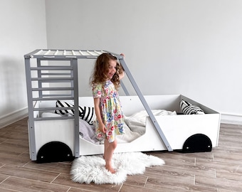 NEW! Painted Toddler bed with slats, Car bed, Montessori bed, floor bed, Multiple Colour options www.home4dreams.com