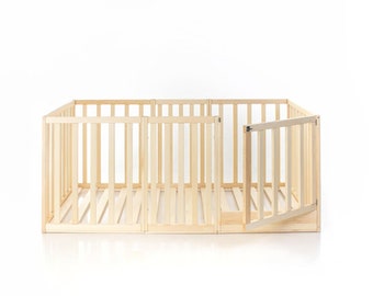 NEW! Toddler Floor-Bed with rails and Door , waxed or painted, Montessori bed, floor bed, https://home4dreams.com