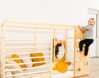 NEW! Toddler Gym-Bed with slats, waxed or painted, Montessori bed, floor bed, https://home4dreams.com