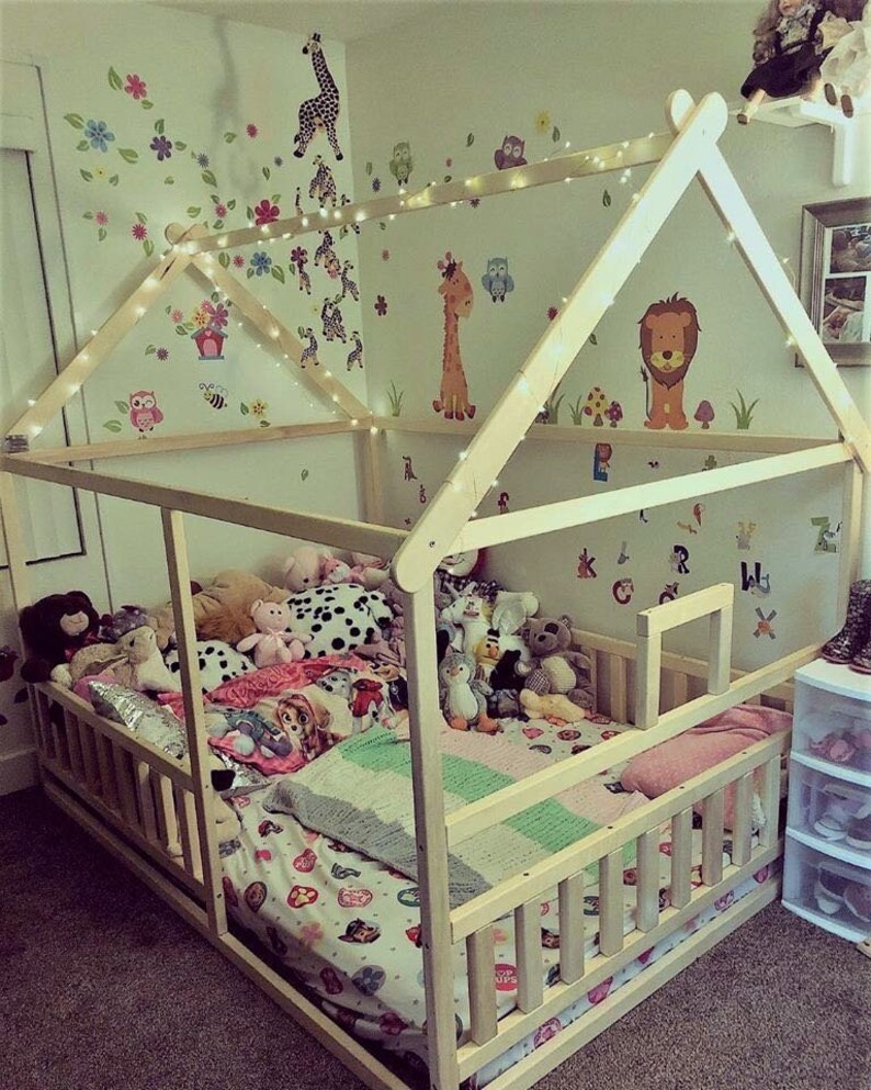 Toddler House Bed With Slats Montessori Floor Bed Kid's Etsy