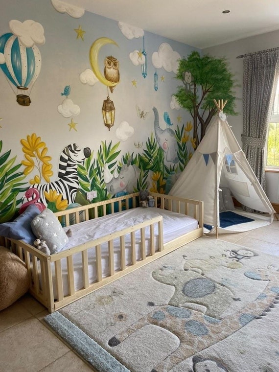 Cama para niños pequeños con listones, cama Montessori, cama de piso, cama  de piso para niños pequeños, cama para niños, muebles para niños, muebles  para niños pequeños, www.home4dreams.com -  México