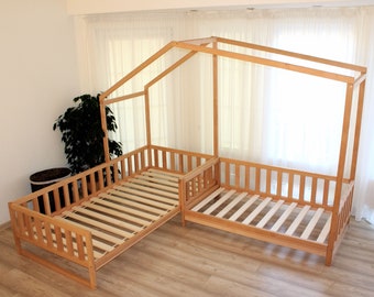 Toddler house beds with slats! Montessori bed.