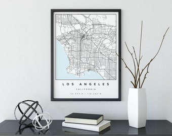 Los Angeles Map, LA Map, Los Angeles Heart Map, Los Angeles Poster, Los Angeles Print, Los Angeles Modern Map, Modern los angeles map La art