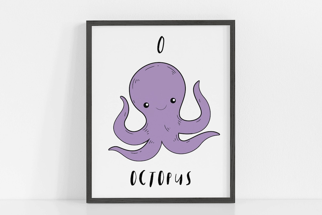 Octopus Nursery Art, O is for Octopus, Kids ABC Art, Nursery Print