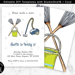 Editable Cleaning Birthday Invitation Vacuum Invitation Vacuum Birthday Invitation Cleaning Birthday Vacuum Birthday Mop Invite Broom CL01