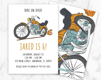 Motorcycle Birthday Invitation, Motorcycle Invite, Motorcycle Party Invite, Motorcycle Party, Boy Invite, Ride On Over, Motorcycle, MT01