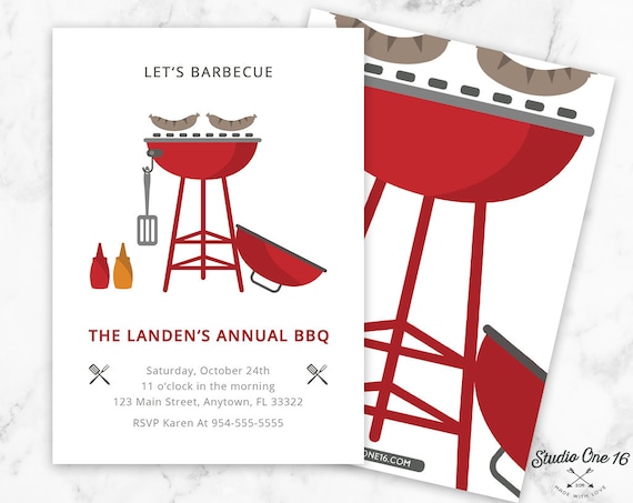 BBQ Invitation BBQ Birthday Bbq Party Barbeque Invitation Etsy