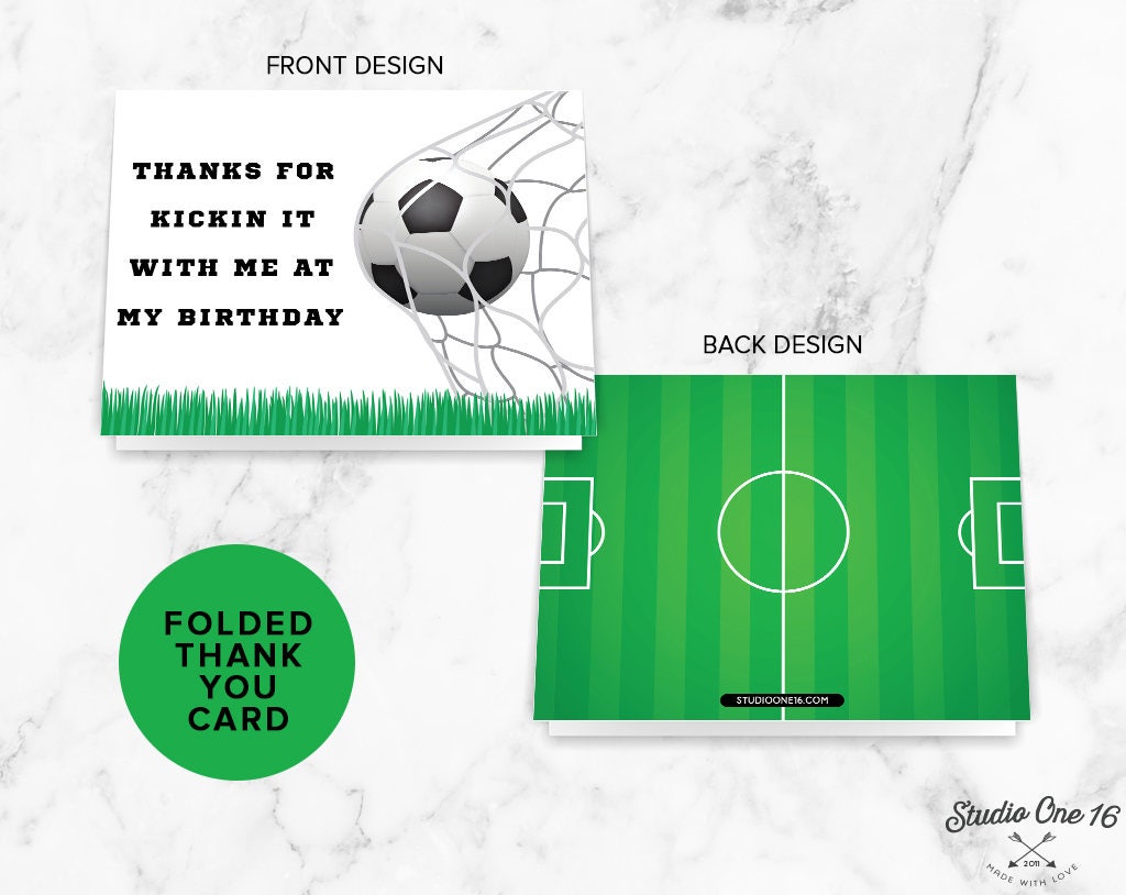 Soccer Party Thank You Card, Soccer Printable, Party Printable, Thank You  Card, Soccer Thank You, Soccer Birthday, Soccer Party, DIY, SB21 Pertaining To Soccer Thank You Card Template