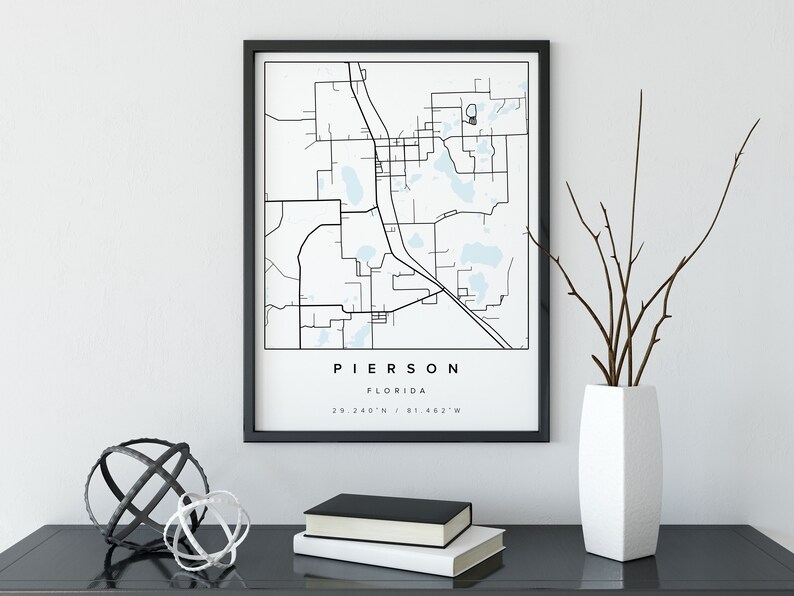 Pierson Map Florida Map Pierson City Map City of Pierson Etsy
