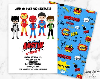 Superhero Birthday Invitation, Superhero Invitation, Superhero Party Invite, Superhero Party Invitations, Superhero Invitation, Superheros