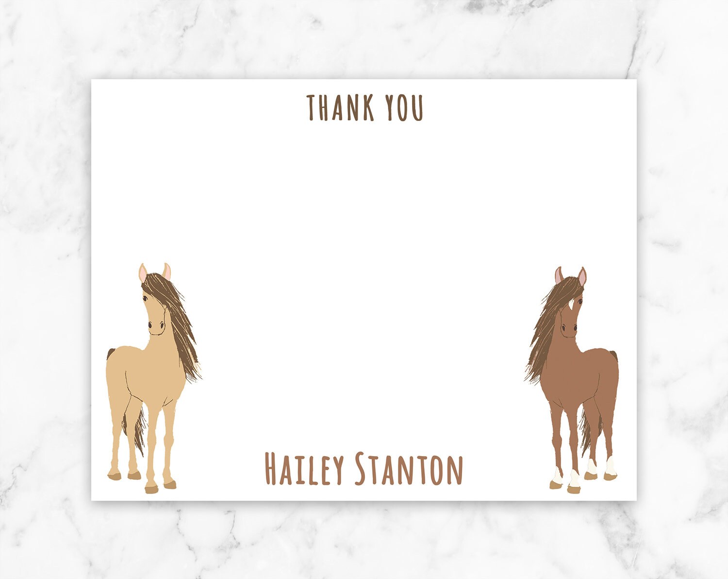 Horse Thank You Card Horse Note Card Horse Stationary Kids - Etsy