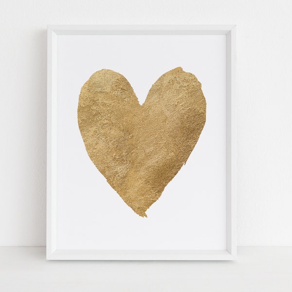 Heart Print, Heart Wall Art, Gold Foil Heart Print, Teen Wall Art, Teen Art, Tween Wall Art, Tween Art, Teen Heart Print, Love Print, Heart