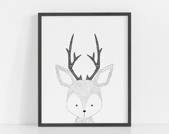 Deer Nursery Print, Deer Wall Art, Minimalist Nursery Art, Animal Nursery Prints Modern Nursery Decor Kids Art Instant Download, Deer Print