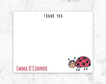 Ladybug Thank You Card, Ladybug Note Card, Ladybug Stationary, Kids Note Card, Personalized Note Card, Ladybug Card, Ladybug Thank You Note