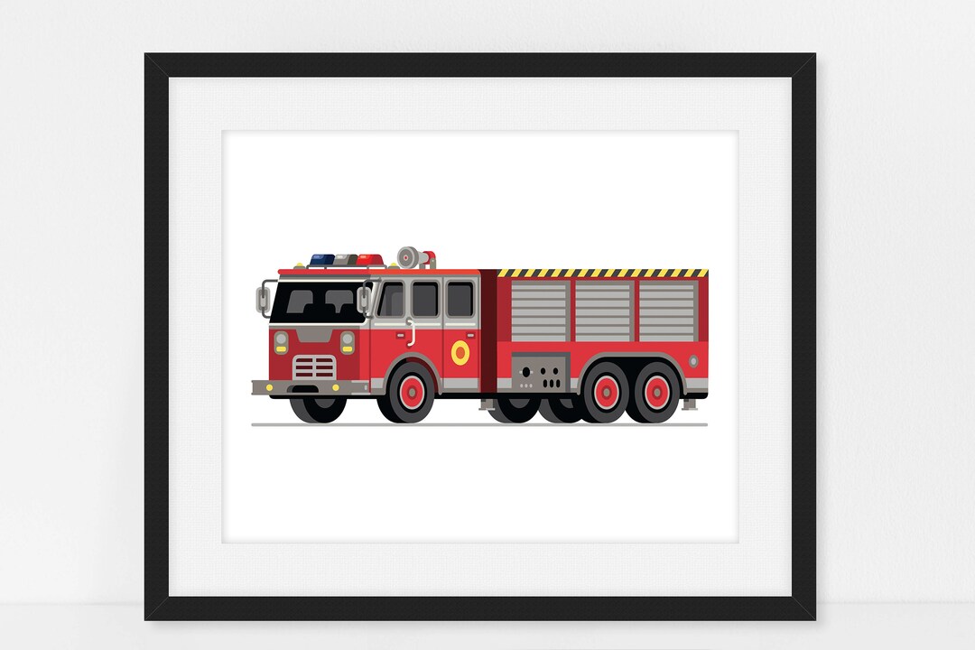 Firetruck Print, Fire Truck Printable, Fire Engine Print ...