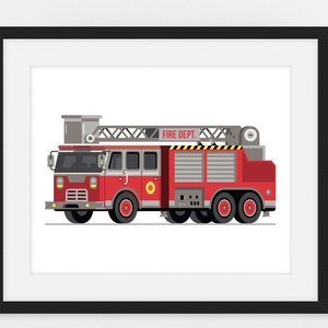 Ladder Truck Print, Fire Truck Print, Fire Truck Printable, Firetruck ...