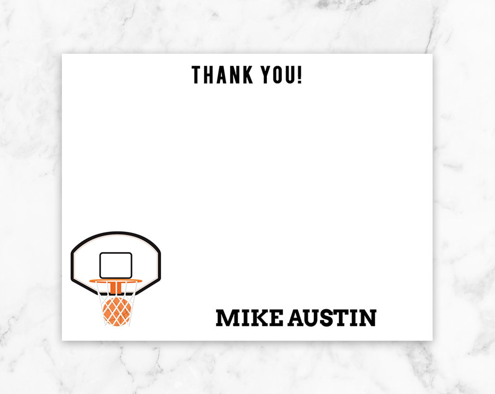Basketball Party Thank You Card, Basketball Printable, Party Printable ...