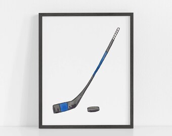 Hockey Wall Art, Hockey Print, Sports Print, Sport Poster, Boys Room Wall Art, Hockey Printable, Boys Sports Decor, Hockey Stick Hockey Puck