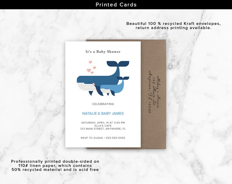 Whale Invitation It/'s a Boy Invite Baby Whale Invitation Whale Baby Shower Invitation Whale Invite Baby Sprinkle Baby Whale Invite