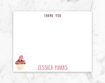 Cup Cake Thank You Card, Cupcake Thank You Card, Cupcake Note Card, Cupcake Stationary, Cute Cake Note Card, Personalized Note Card, Cupcake